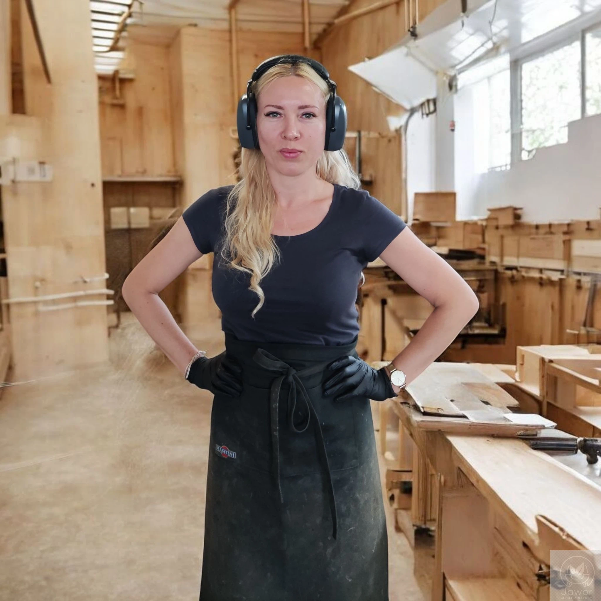 Mariola Jaworska Jawor Meble z Natury w pracowni stolarskiej przy pracy