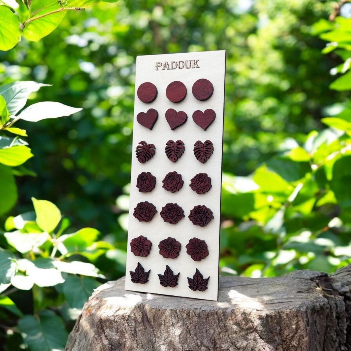 Kolczyki drewniane handmade – pakiet 2 kompletów, lekkie sztyfty, idealne na prezent