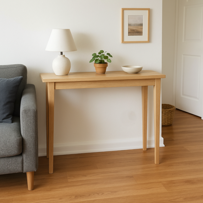 Konsola dębowa 100 cm do przedpokoju – wąska, głębokość do wyboru, wykonanie na wymiar