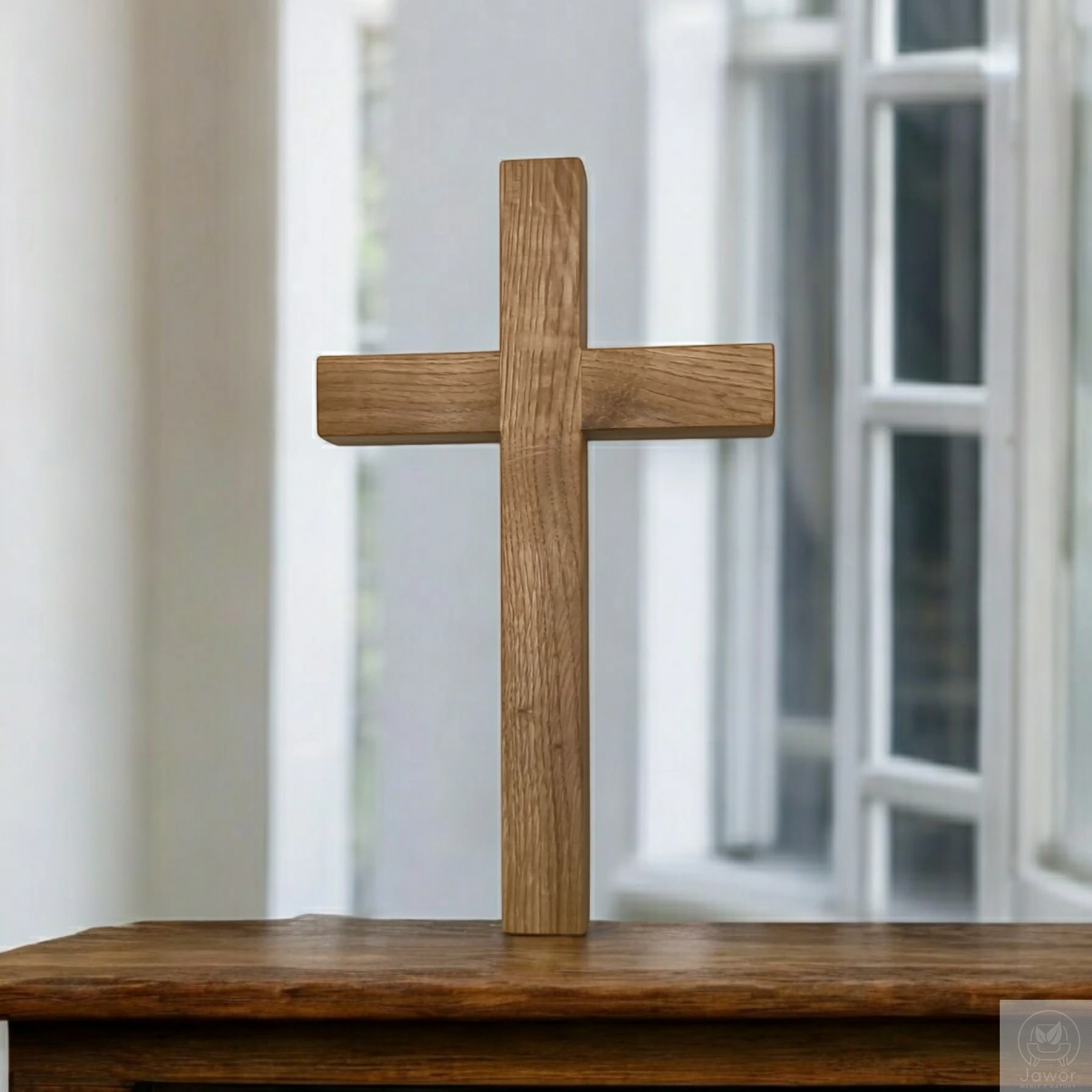 Krzyż dębowy 30 cm – duży krzyż na ścianę z litego drewna, naturalne słoje i ponadczasowa forma