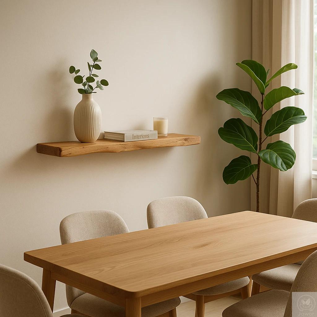 Półka dębowa 100 cm – detal grubości 4 cm, lity dąb, ukryte wsporniki