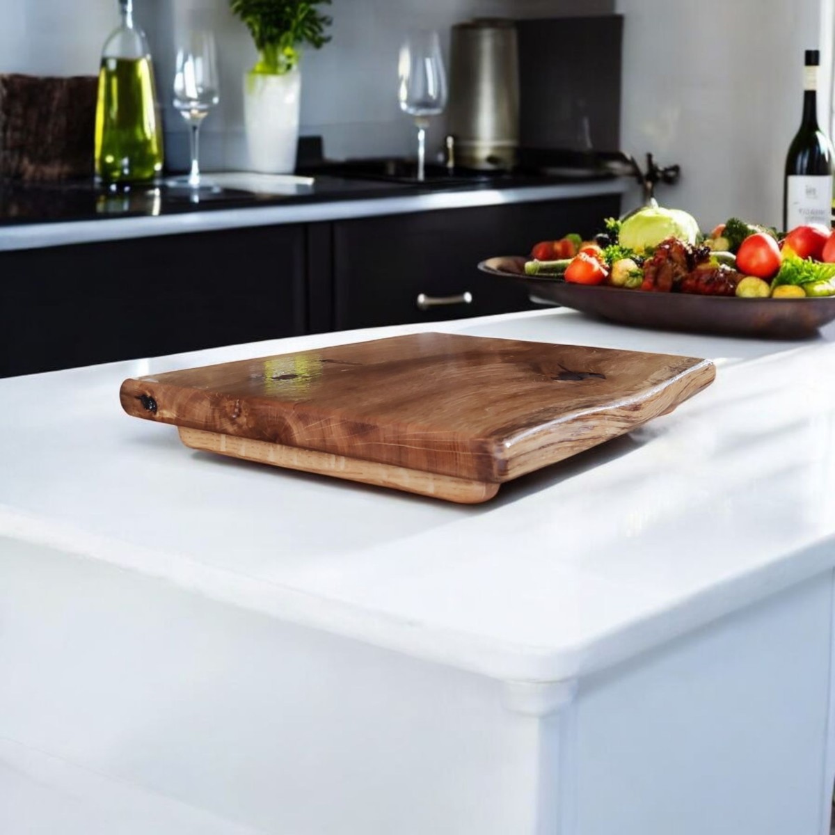 deska degustacyjna i do serwowania dębowa z jednego kawałka drewna na nóżkach 40x25-30 cm