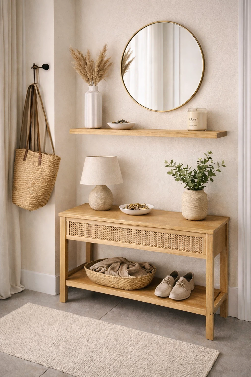 Półki sosnowe do przedpokoju – praktyczna ściana na klucze, drobiazgi i dekor