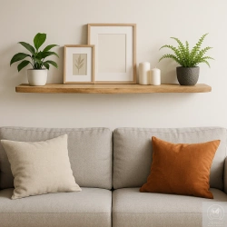 PÓŁKA dębowa na ścianę – naturalna krawędź, z jednej deski, 50–100 cm