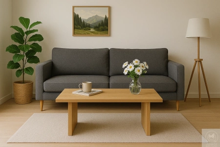 STOLIK kawowy dębowy do salonu – lity dąb, nowoczesny 90×50 cm