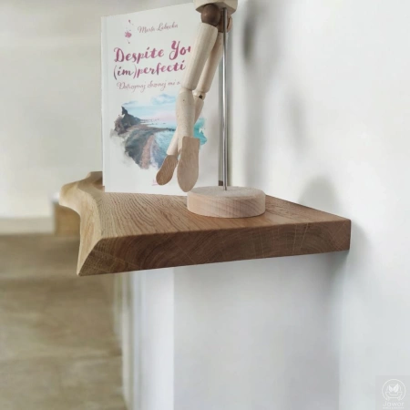 PÓŁKI dębowe na ścianę – komplet 30 i 50 cm, naturalna krawędź, lity dąb