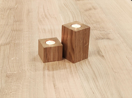 Świecznik dębowy komplet świeczników