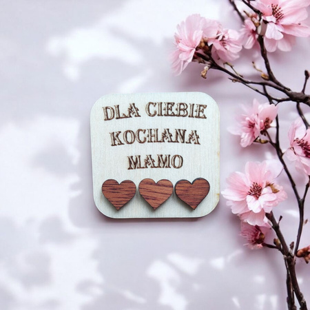 KOLCZYKI serca drewniane – mahoń, lekkie i naturalne