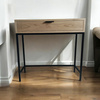KONSOLA dębowa z szufladą 80 cm – loft, czarny stelaż