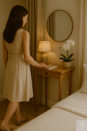 KONSOLA dębowa z szufladą 50 cm – mała, wąska