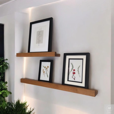 PÓŁKI dębowe na zdjęcia i obrazy – komplet 40 i 60 cm, listwy na ścianę, lity dąb