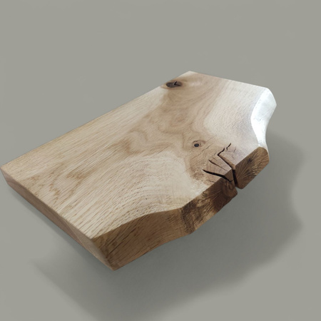 Półka dębowa wisząca 40 cm – z naturalną krawędzią, lite drewno