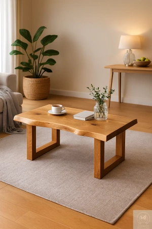 STOLIK kawowy dębowy Monolit – blat z jednego kawałka litego dębu 90×40 cm