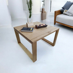 STOLIK kawowy dębowy kwadratowy – lity dąb, blat czysty lub dziki 70×70 cm