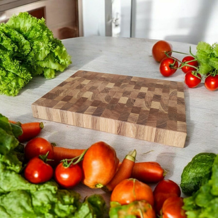 Deska do krojenia dębowa profesjonalna 30 × 40 × 4 cm – gruba i trwała