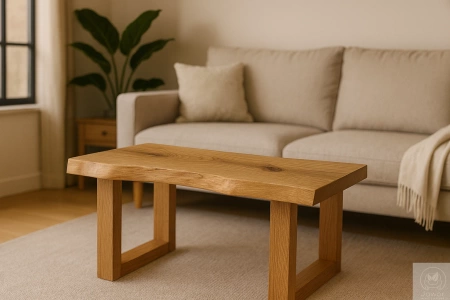 STOLIK kawowy dębowy Monolit – blat z jednego kawałka litego dębu 90×40 cm