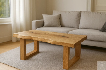 STOLIK kawowy dębowy Monolit – blat z jednego kawałka litego dębu 90×40 cm