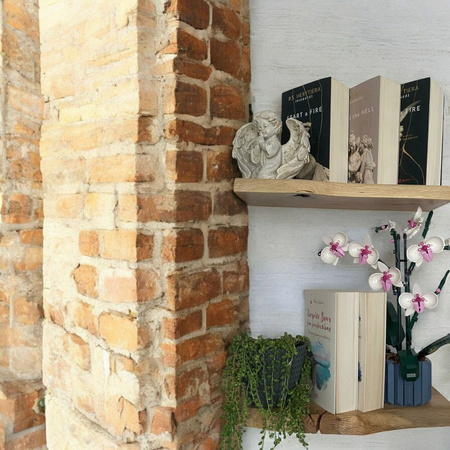 Półka dębowa wisząca 40 cm – z naturalną krawędzią, lite drewno