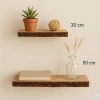 Półki dębowe z korą na ścianę – komplet 30 i 50 cm, lity dąb