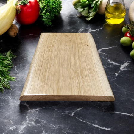 Deska do krojenia dębowa z jednego kawałka drewna 40 × 25 cm – szeroka, naturalny kształt