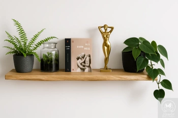 Półka dębowa na ścianę 100 cm – naturalna krawędź, lite drewno