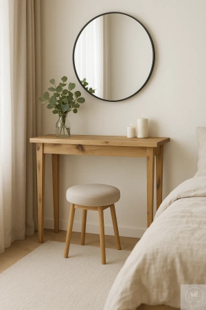 KONSOLA dębowa rustykalna 85 cm – lity dąb, loft