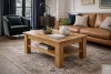 STOLIK kawowy dębowy z półką – masywna ława do salonu z litego dębu 90×50 cm
