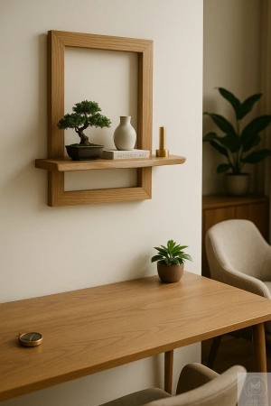 PÓŁKA dekoracyjna na ścianę z ramą dębową – designerska, ręcznie wykonana