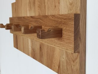 WIESZAK ścienny na ubrania dębowy – kołki z litego dębu – 60 cm