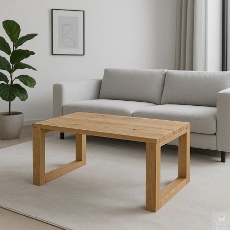 STOLIK kawowy dębowy z żywicą epoksydową – rustykalny lity dąb 90×56 cm