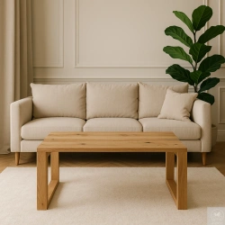 STOLIK kawowy dębowy z żywicą epoksydową – rustykalny lity dąb 90×56 cm