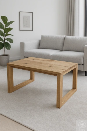 STOLIK kawowy dębowy z żywicą epoksydową – rustykalny lity dąb 90×56 cm