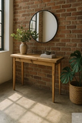 KONSOLA dębowa rustykalna 85 cm – lity dąb, loft