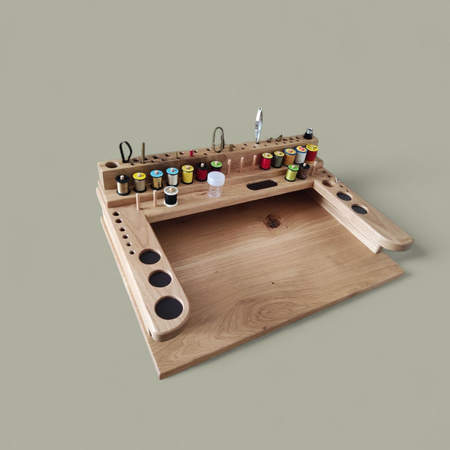 Fly Tying Bench z litego dębu – organizer do wiązania much i tworzenia przynęt