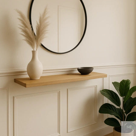 PÓŁKA dębowa na ścianę – prosta i klasyczna, lity dąb, 50–120 cm