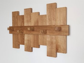 WIESZAK ścienny na ubrania dębowy – uchwyty z drewna – 65 cm