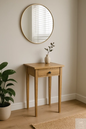 KONSOLA dębowa z szufladą 50 cm – mała, wąska