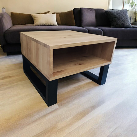Stolik kawowy dębowy z półką – lity dąb, nowoczesny design, do salonu