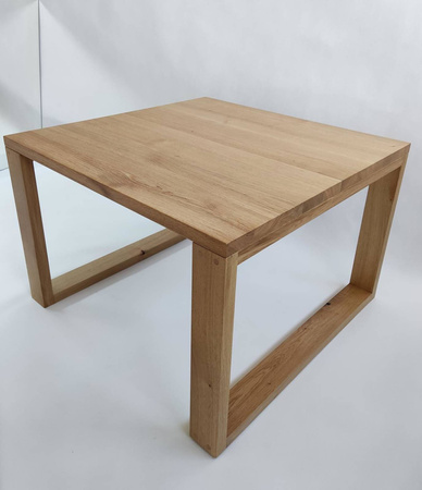 STOLIK kawowy dębowy kwadratowy – lity dąb, blat czysty lub dziki 70×70 cm