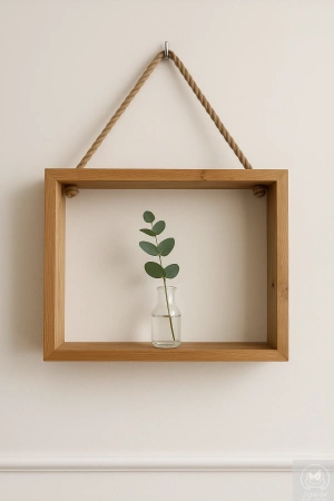 PÓŁKA dębowa na linie jutowej – lity dąb, styl boho, różne rozmiary