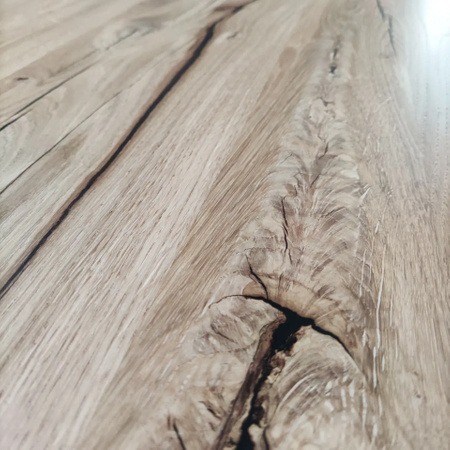 Stół dębowy rustykalny z żywicą epoksydową i stalowymi nogami – blat 4 cm