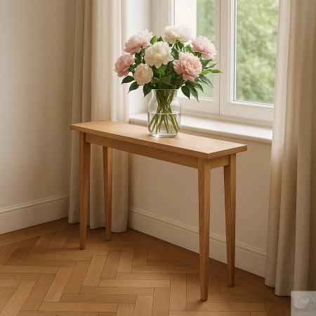 KONSOLA dębowa wąska 100 cm – na wymiar (głębokość do wyboru)
