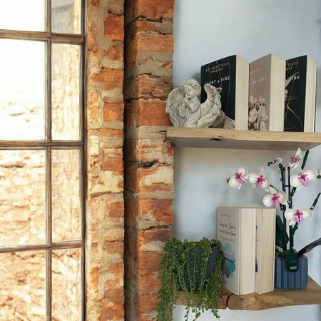 Półka dębowa wisząca 40 cm – z naturalną krawędzią, lite drewno