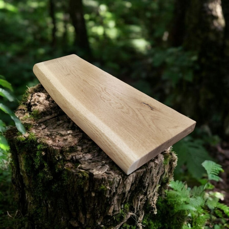 PÓŁKA dębowa na ścianę – naturalna krawędź, z jednej deski