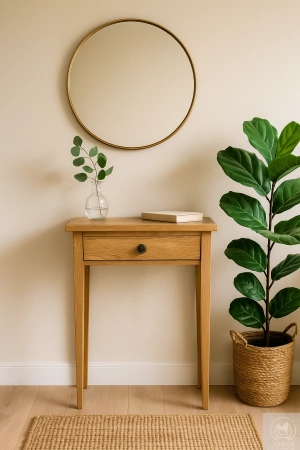 KONSOLA dębowa z szufladą 50 cm – mała, wąska