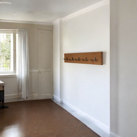 WIESZAK ścienny dębowy na ubrania – do przedpokoju – stare złoto 70 cm