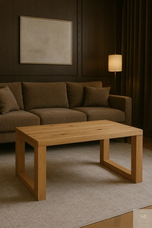 STOLIK kawowy dębowy z żywicą epoksydową – rustykalny lity dąb 90×56 cm