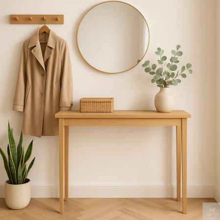 KONSOLA dębowa wąska 90 cm – do przedpokoju, minimalistyczna