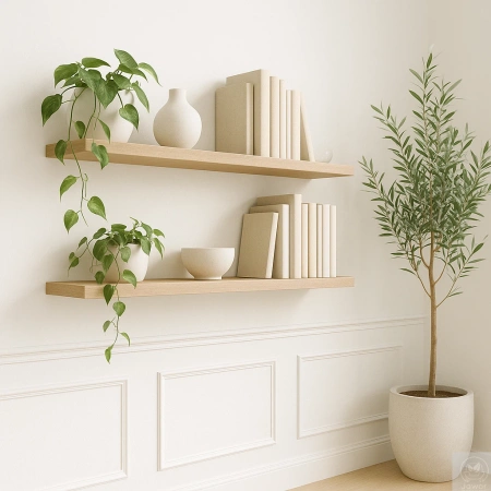 PÓŁKA dębowa na ścianę – prosta i klasyczna, lity dąb, 50–120 cm