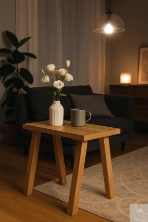 STOLIK kawowy dębowy pomocnik – mały pomocnik przy sofie z litego dębu 50×28 cm